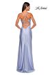 La Femme 31221 Cowl Neck High Slit Lace-Up Dress