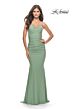 La Femme 31226 Notched Neckline Semi-Open Back Dress