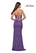La Femme 31234 V-Neck Lace-Up Back Dress