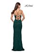 La Femme 31234 V-Neck Lace-Up Back Dress