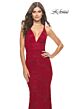 La Femme 31234 V-Neck Lace-Up Back Dress