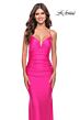 La Femme 31237 Lace-Up Back Hot Fix Ruched Dress