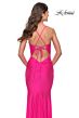La Femme 31237 Lace-Up Back Hot Fix Ruched Dress