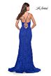 La Femme 31249 Lace-Up Back Slit Skirt Dress