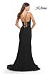 La Femme 31249 Lace-Up Back Slit Skirt Dress