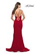 La Femme 31249 Lace-Up Back Slit Skirt Dress