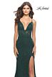 La Femme 31249 Lace-Up Back Slit Skirt Dress