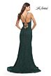 La Femme 31249 Lace-Up Back Slit Skirt Dress