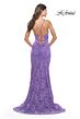 La Femme 31249 Lace-Up Back Slit Skirt Dress