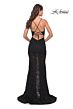La Femme 31253 Spaghetti Straps Lace-Up Back Dress