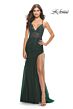 La Femme 31256 Sleeveless Low V-Neck Dress