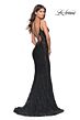 La Femme 31257 Illusion Sides Beaded Lace V-Neck Dress