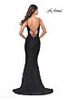 La Femme 31257 Illusion Sides Beaded Lace V-Neck Dress