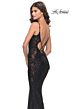 La Femme 31257 Illusion Sides Beaded Lace V-Neck Dress