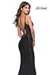 La Femme 31257 Illusion Sides Beaded Lace V-Neck Dress