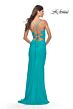 La Femme 31264 Lace-Up Back Slit Skirt Back Dress
