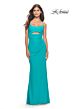 La Femme 31264 Lace-Up Back Slit Skirt Back Dress