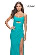 La Femme 31264 Lace-Up Back Slit Skirt Back Dress