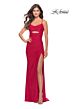 La Femme 31264 Lace-Up Back Slit Skirt Back Dress