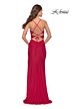 La Femme 31264 Lace-Up Back Slit Skirt Back Dress
