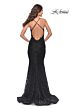 La Femme 31265 Criss Cross Back Beaded Lace Dress