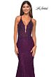 La Femme 31265 Criss Cross Back Beaded Lace Dress
