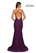 La Femme 31265 Criss Cross Back Beaded Lace Dress