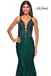 La Femme 31265 Criss Cross Back Beaded Lace Dress