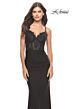 La Femme 31272 Sheer Corset Ruched Skirt Lace-Up Dress