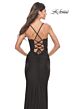 La Femme 31272 Sheer Corset Ruched Skirt Lace-Up Dress