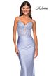 La Femme 31272 Sheer Corset Ruched Skirt Lace-Up Dress