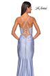La Femme 31272 Sheer Corset Ruched Skirt Lace-Up Dress