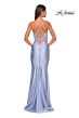 La Femme 31272 Sheer Corset Ruched Skirt Lace-Up Dress