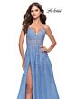 La Femme 31284 High-Slit V-Neck Dress