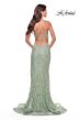 La Femme 31288 Cutaway Slit Tie Back Lace Dress
