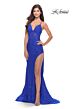 La Femme 31288 Cutaway Slit Tie Back Lace Dress