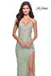 La Femme 31288 Cutaway Slit Tie Back Lace Dress