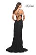La Femme 31288 Cutaway Slit Tie Back Lace Dress