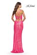 La Femme 31298 Lace-Up Back Slit Skirt Dress