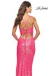 La Femme 31298 Lace-Up Back Slit Skirt Dress