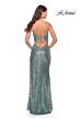 La Femme 31298 Lace-Up Back Slit Skirt Dress