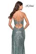 La Femme 31298 Lace-Up Back Slit Skirt Dress