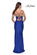 La Femme 31301 Floral Sides Plunging Neck Hot Fix Dress