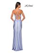 La Femme 31301 Floral Sides Plunging Neck Hot Fix Dress