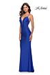 La Femme 31301 Floral Sides Plunging Neck Hot Fix Dress