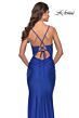 La Femme 31301 Floral Sides Plunging Neck Hot Fix Dress