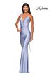 La Femme 31301 Floral Sides Plunging Neck Hot Fix Dress