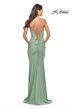 La Femme 31306 Ruched Skirt Lace Corset Dress
