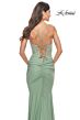 La Femme 31306 Ruched Skirt Lace Corset Dress