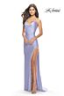 La Femme 31326 Fringe Slit Cowl Neckline Lace-Up Dress